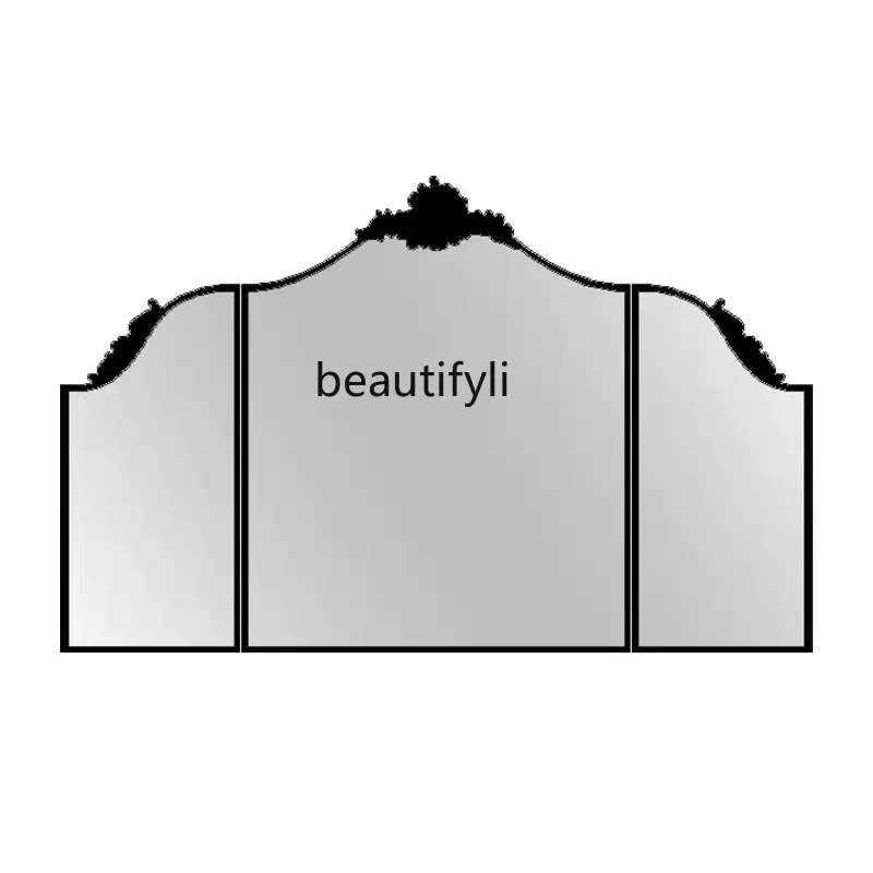 cqyEuropean retro carved dresser makeup mirror desktop tri-fold mirror bedroom decorative mirror