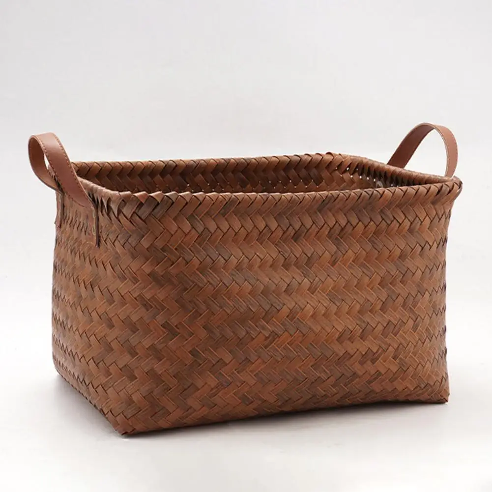 

Woven Storage Basket with Handles Flexible Pressure Resistant Outdoor Vegetable Fruit Toys Storage Basket Laundry Picnic Basket