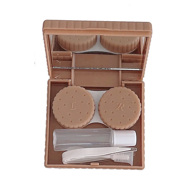 Choolates Contact Lens Case Biscuits Girl Cosmetic Contact Lens Container Travel Set Mini Square Spectacle Case Storage Lens Box