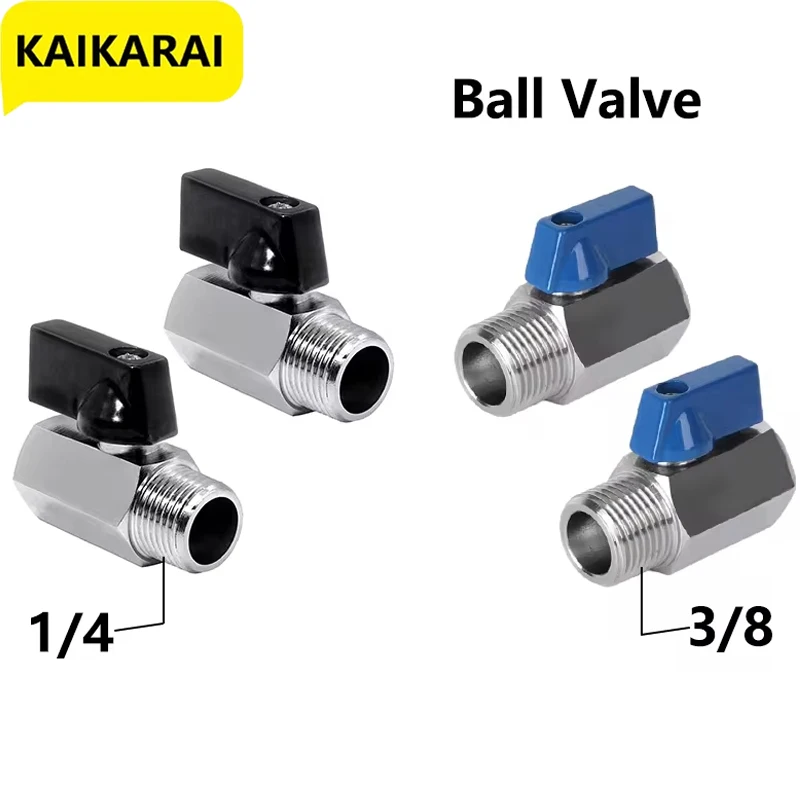 Brass Mini Ball Valve 1/4 and 3/8 Female x Male Shut-Off Valve switch control for Water Pumps Tanks Outdoor Faucet Air