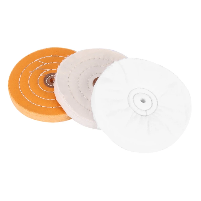 

NEW-3-Piece 6-Inch Mirror Polishing Wheel Set Cotton Wheel For Bench Grinder Tools With 1/2 Inch Arbor Hole