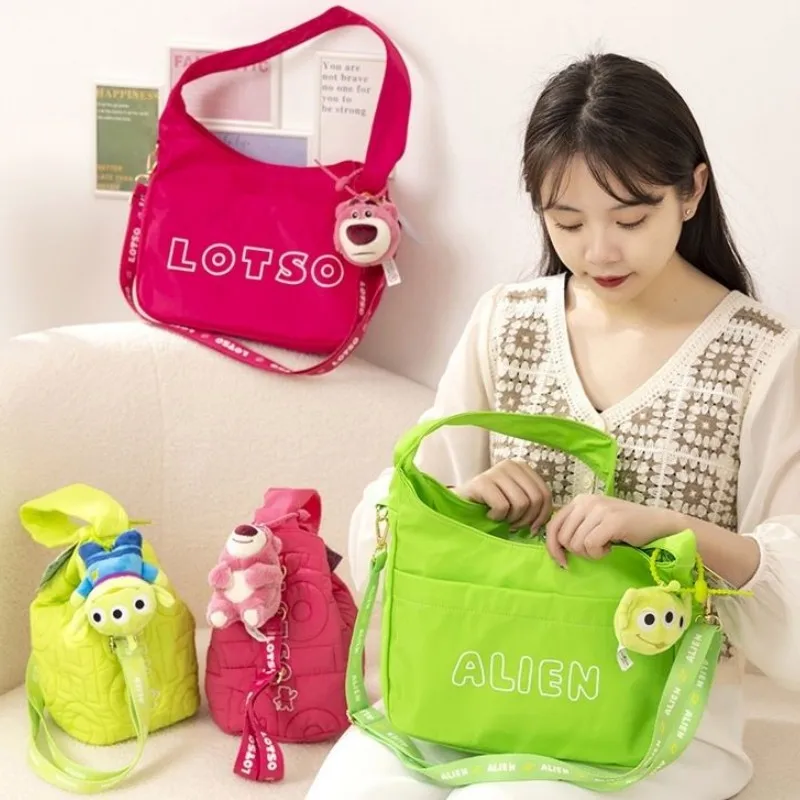 4 Styles Cartoon Genuine Disney Lotso Alien Plush Doll Pendant Handbag Female Doll Bucket Bag Cute Girlfriend Christmas Gifts