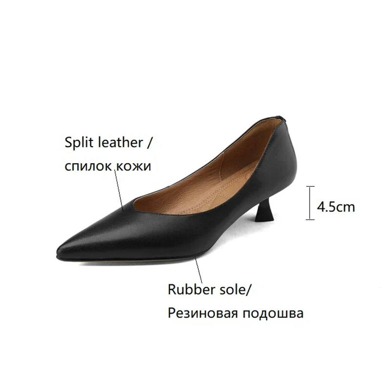 NEW Spring/Autumn Women Pumps Split Leather Shoes for Women Pointed Toe Thin Heel Shoes Cocise Black High Heels Stiletto Heels