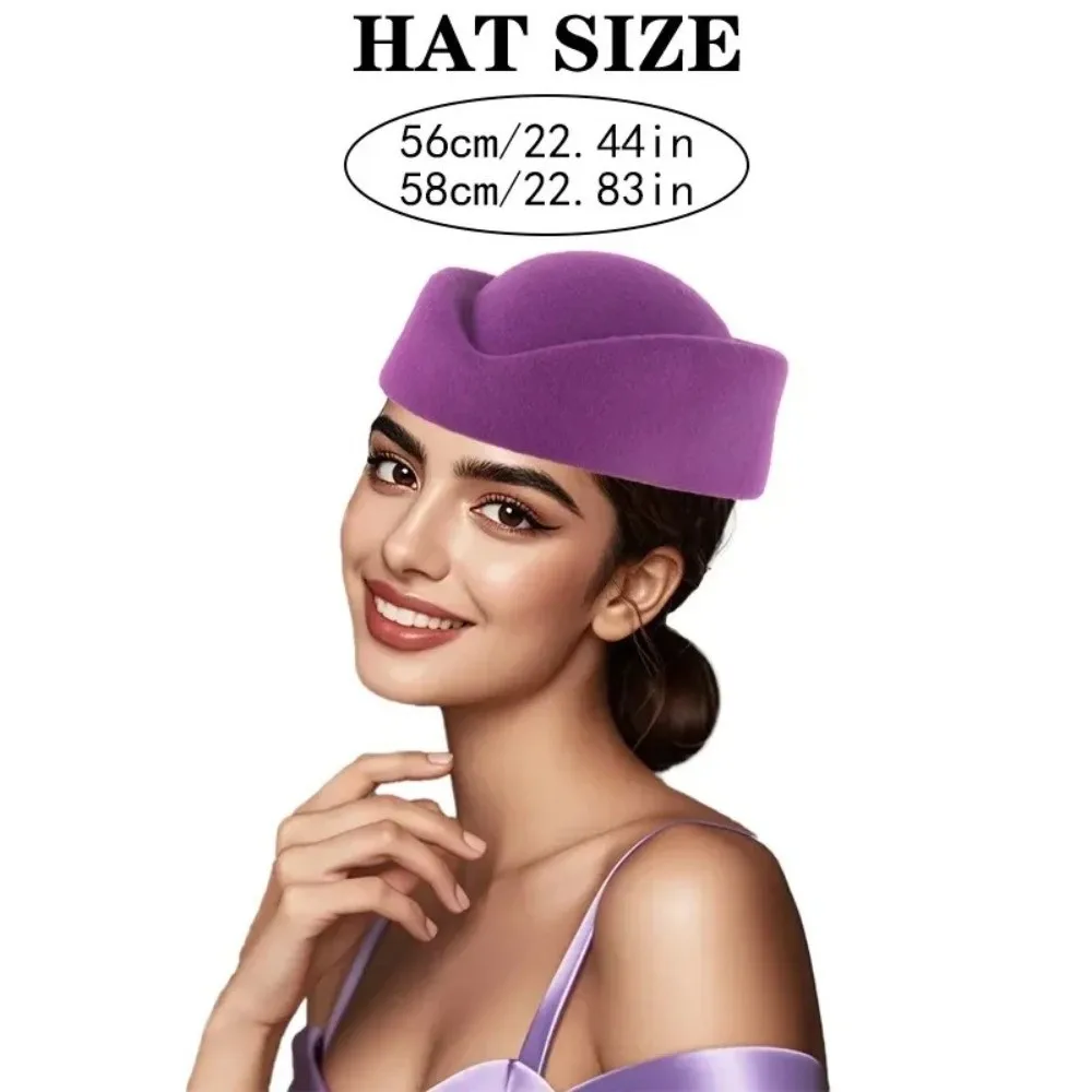 Fashion High Quality Versatile British Retro Top Hats Formal Concave Top Stewardess Hat Solid Pillbox Cap Cosplay Costume view 6