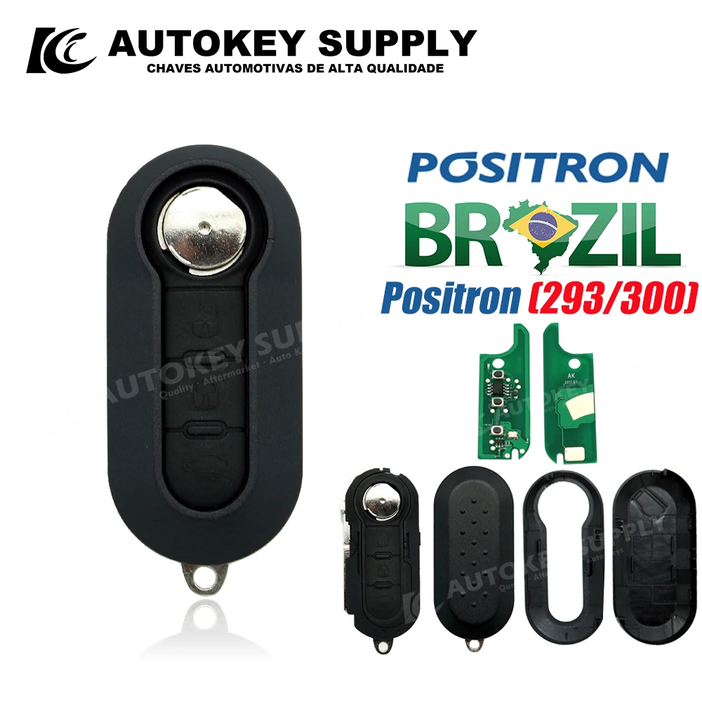 Chave Canivete Fiat + Placa + Chip Positron + Double Program (Px32/Ex300)  Autokeysupply AKBPCP066