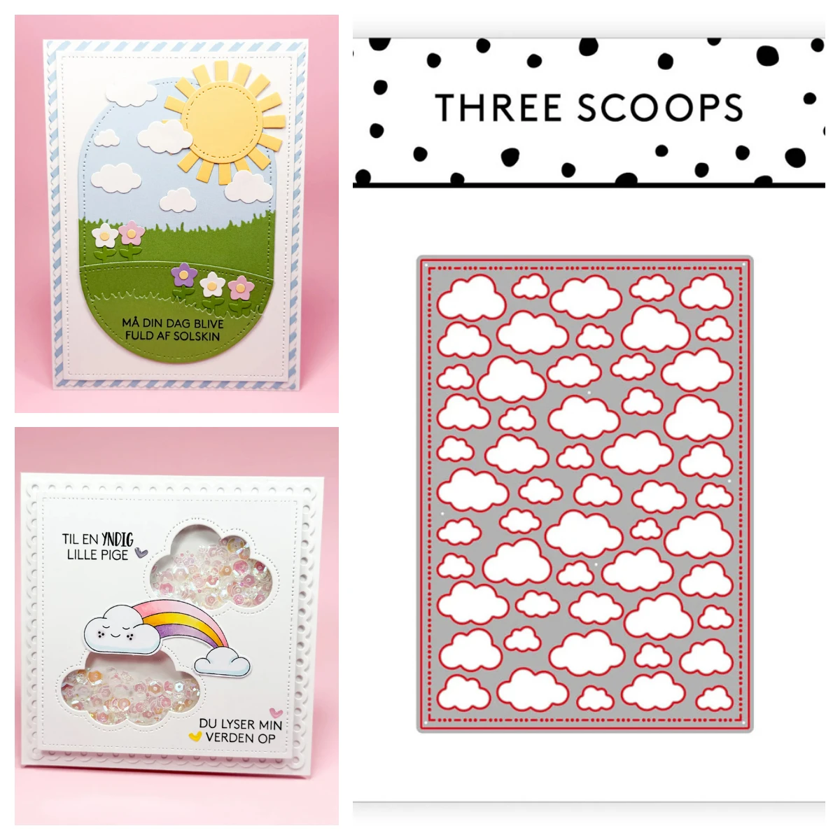 Three Scoops Sky Background Die Happy Faces Hugs & Kisses Metal Cutting Dies for DIY Handmade Scrapbook Calendar June 2026 New