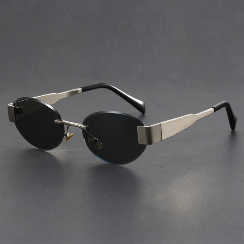 2024 New Oval Sunglasses Classic Small Summer Traveling Rimless Shades Brand Designer UV400 Frameless Sun Glasses Male Female  ﻿ image 3