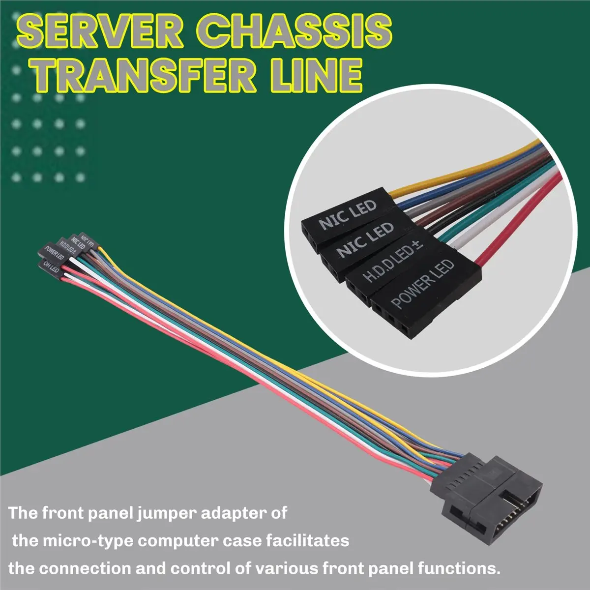 A73T Multi Functional for Front Panel Connector Adapter Cable for Computer Case Server Switches Extension Cord