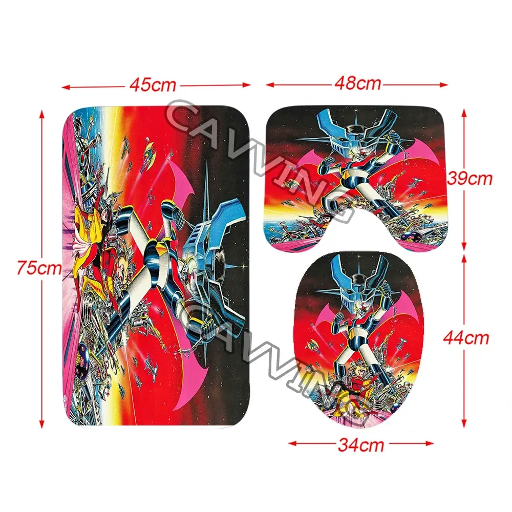 Mazinger Z  3D Print Shower Curtains Waterproof Bathroom Curtain Anti-slip Bath Mat Set Toilet Rugs Carpet  H03