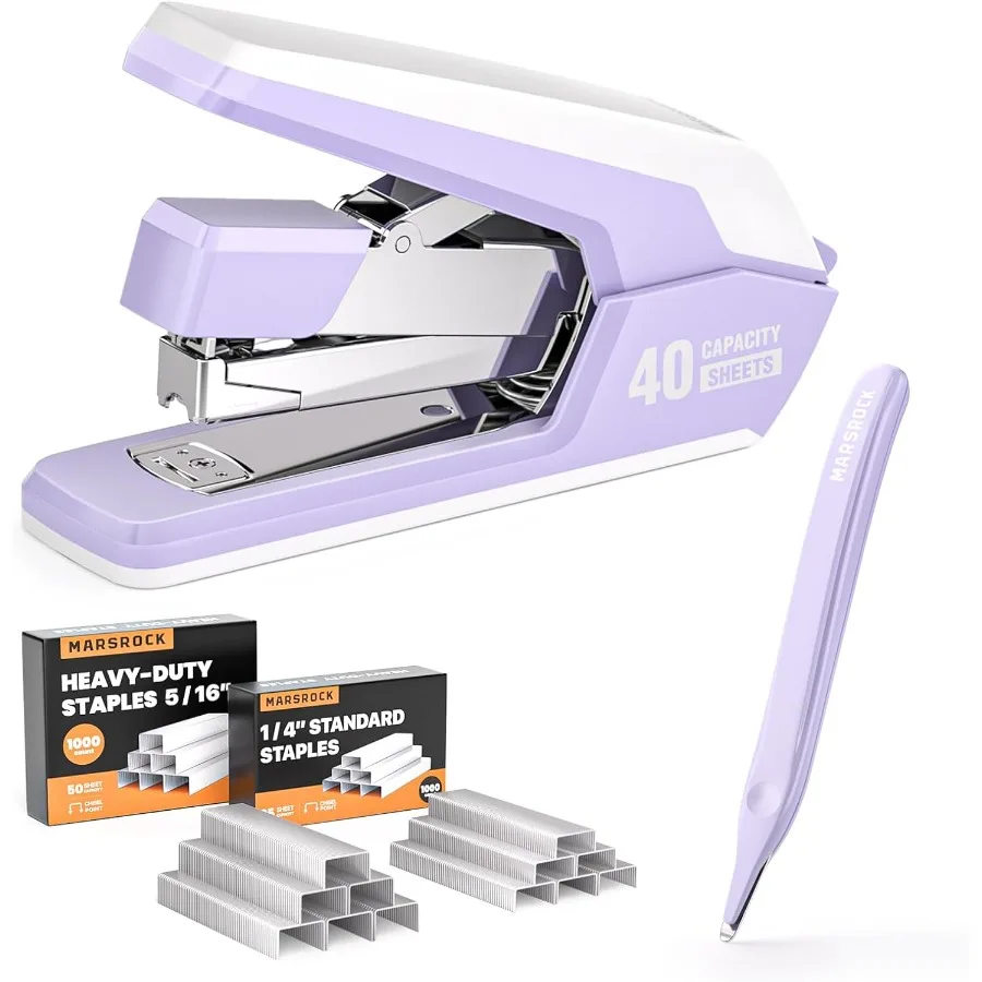 Grampeador sem esforço para mesa com capacidade de 4050 folhas, 2000 grampos, 1 toque, ergonômico e fácil de carregar, grampo de mesa hea