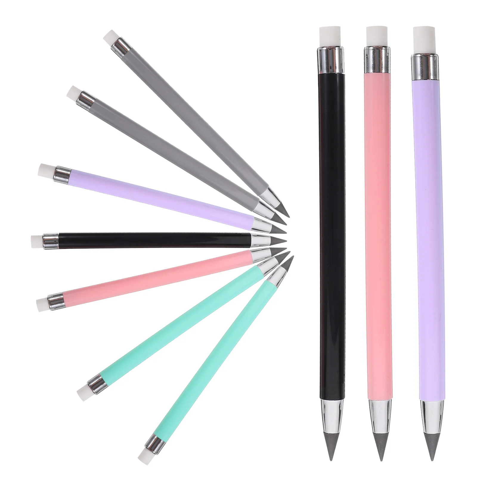 Color Pencils Inkless Macaron Lead No Need to Cut LED Abs Everlasting with Eraser