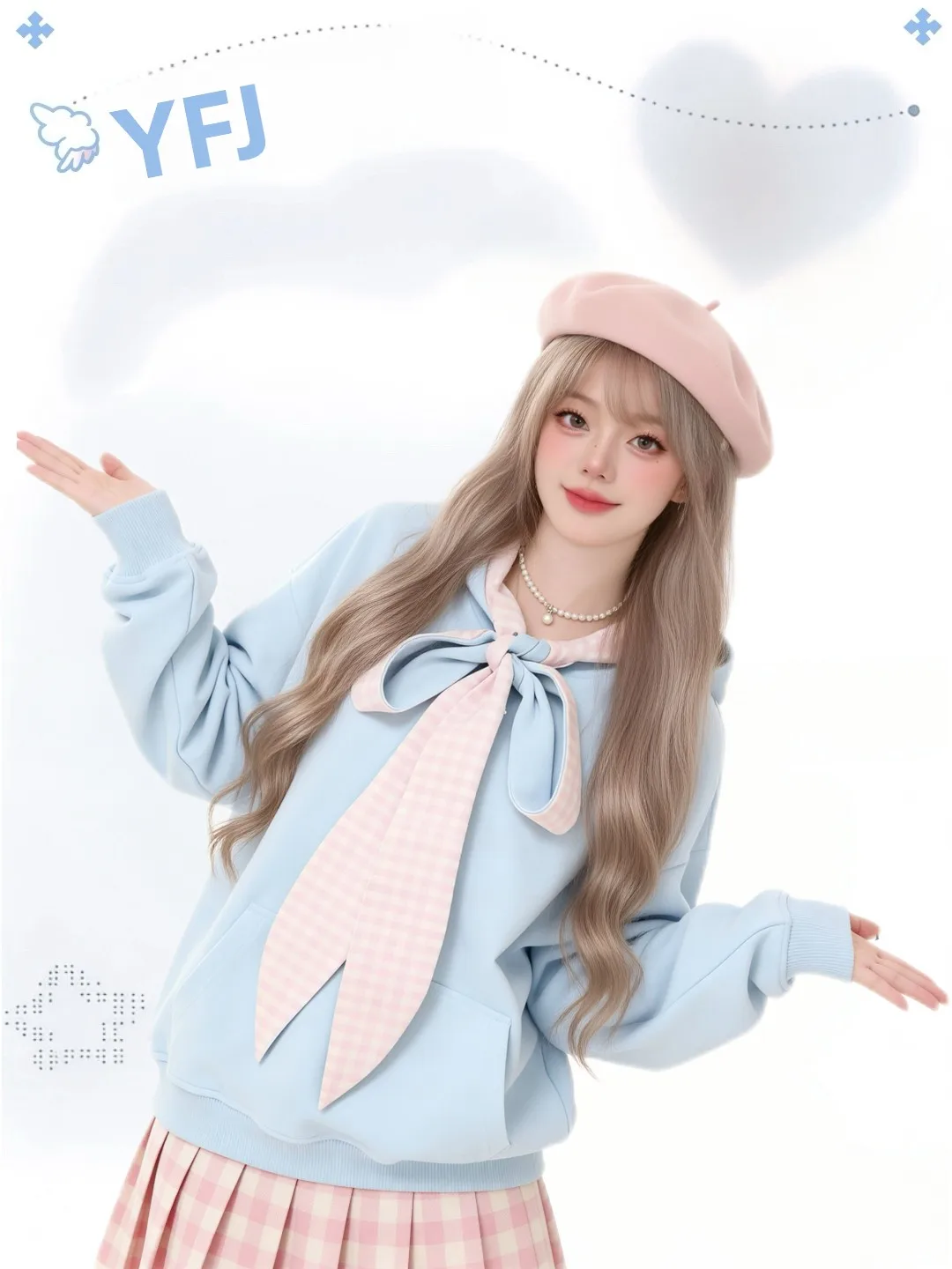 Sweet School Style Hoodie Women's Loose Long Sleeve Overhead Jacket 2025 Style Bow Tie Hooded Sweatshirt Comfortable Fit view 3