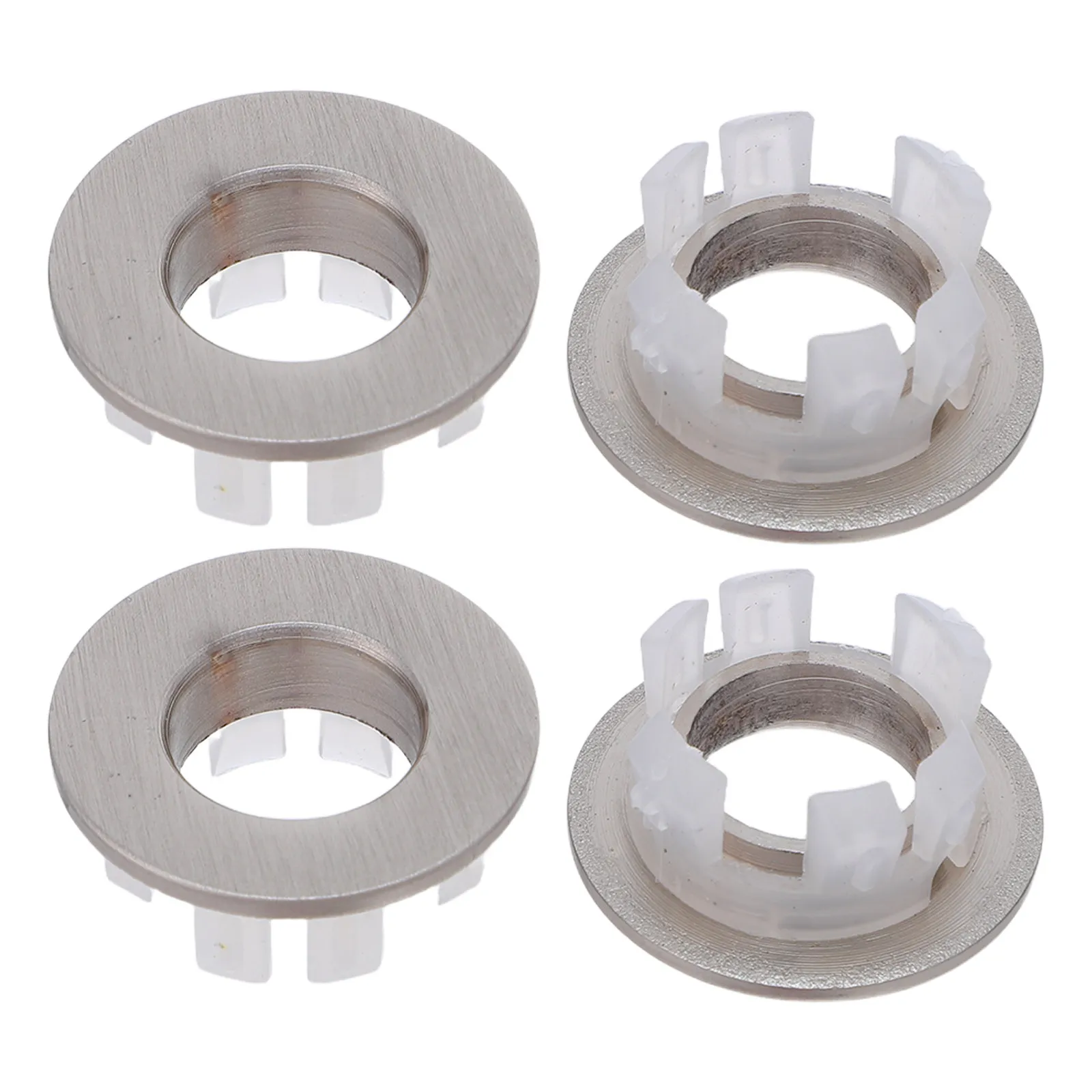 

4Pcs Bathroom Sink Overflow Covers Metal Decorative Caps 22-24Mm Hole Size Easy Install Vanity Basin Drain Insert Modern Finish