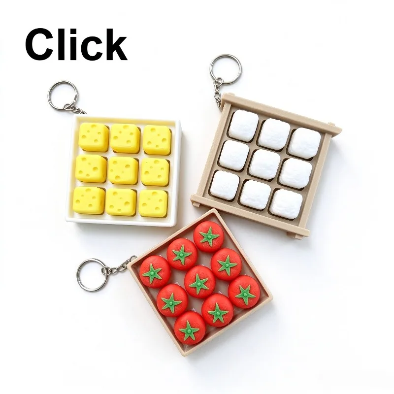 Cute 3x3 Grid Keyboard Fidget Keychain 3D Printed Push Sensory Clicker Stress Key Chain Ring Relief Anti Anxiety Toy Funny Gift