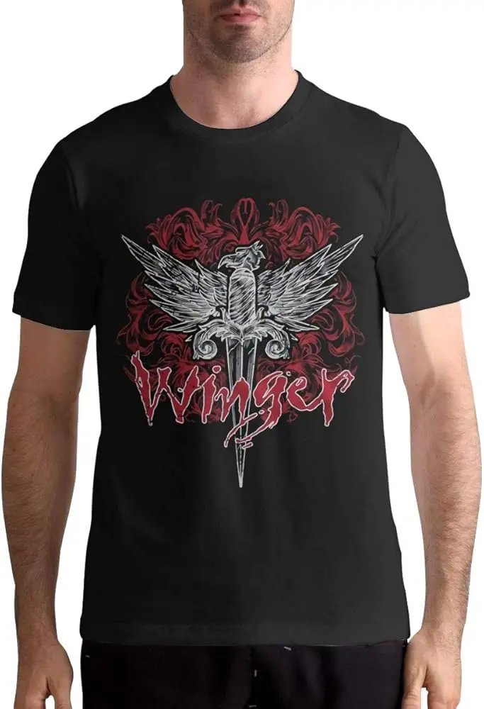 Winger Band T Shirt Men's Cotton T Shirt Fashion O Neck Short Sleeve Tees 3XL Black  High Quality 100%Cotton Short Sleeve