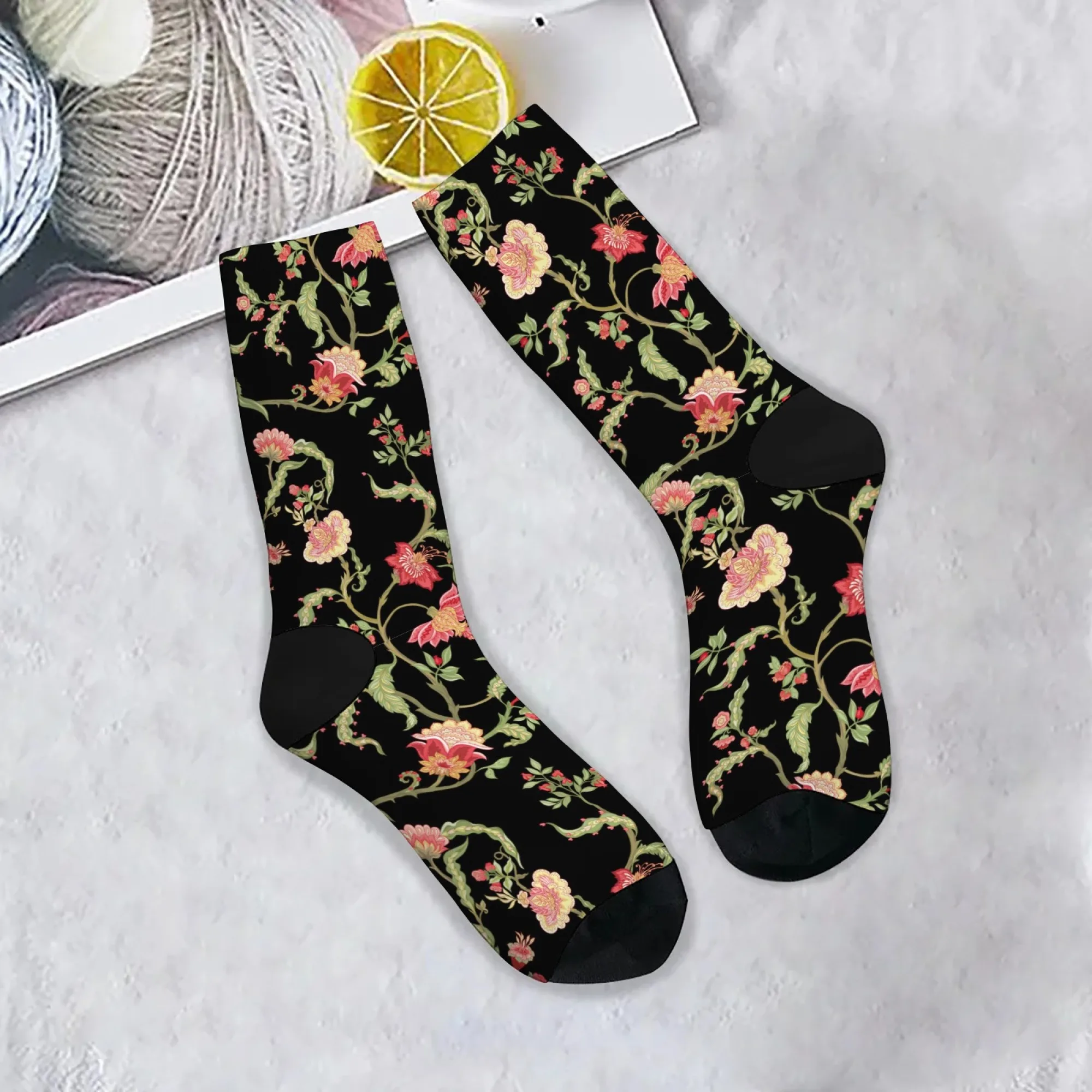

Новинка в стиле барокко с цветочным принтом, забавные носки, модные мужские носки в стиле ретро, дышащие противоскользящие уличные повседневные спортивные носки, подарок для праздничной вечеринки