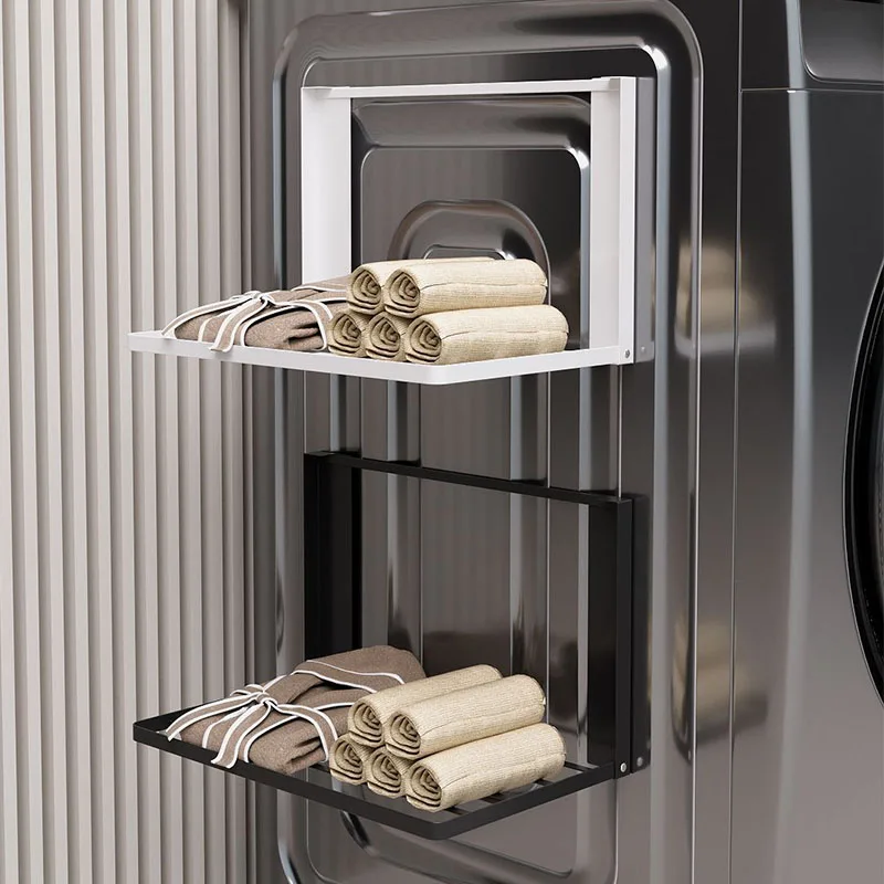 Magnetic Storage Rack Folding Clothes Towel Hangers Clothes Drying Rack Magnetic Folding Shelf For Laundry Room Bathroom Kitchen