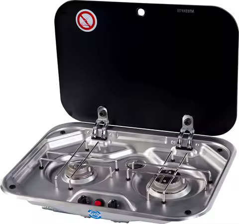 IRV Caravan Kitchen Accessories 2 Burners Gas RV Stove Stainless Steel Material with Tempered Glass Cover For RV Camper