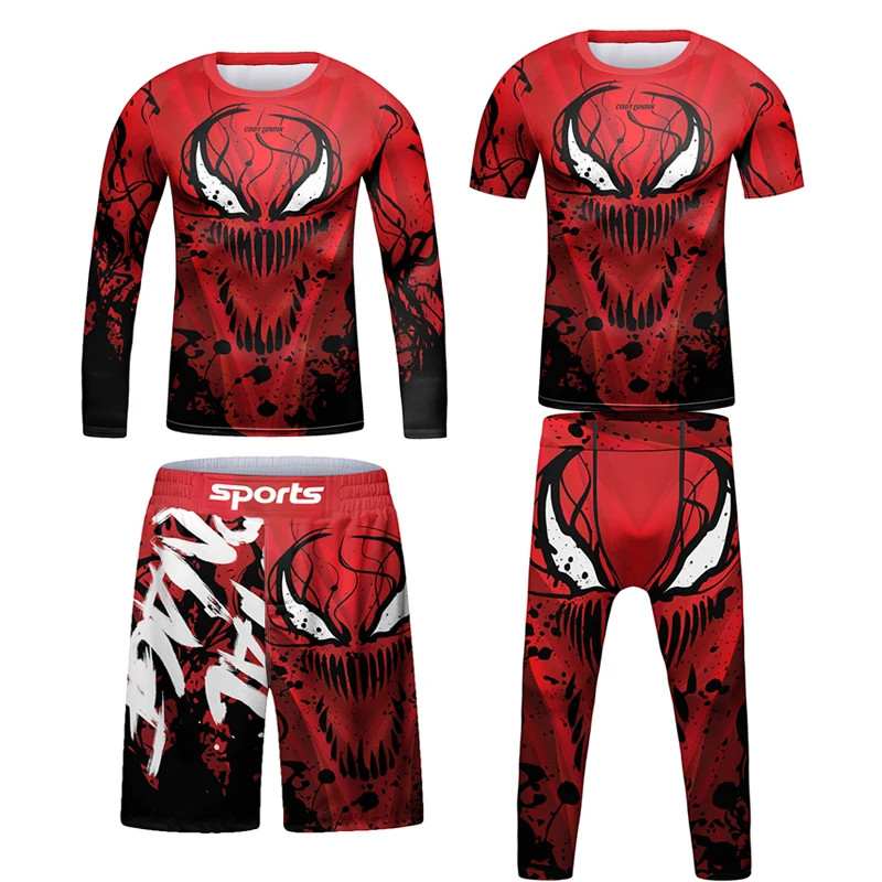 Nowa koszulka Jiu Jitsu dla dzieci spodenki MMA Bjj Rashguard dzieci 4 sztuk/zestaw chłopiec Boxe kickboxing Mma odzież kompresyjna garnitur dziecięcy