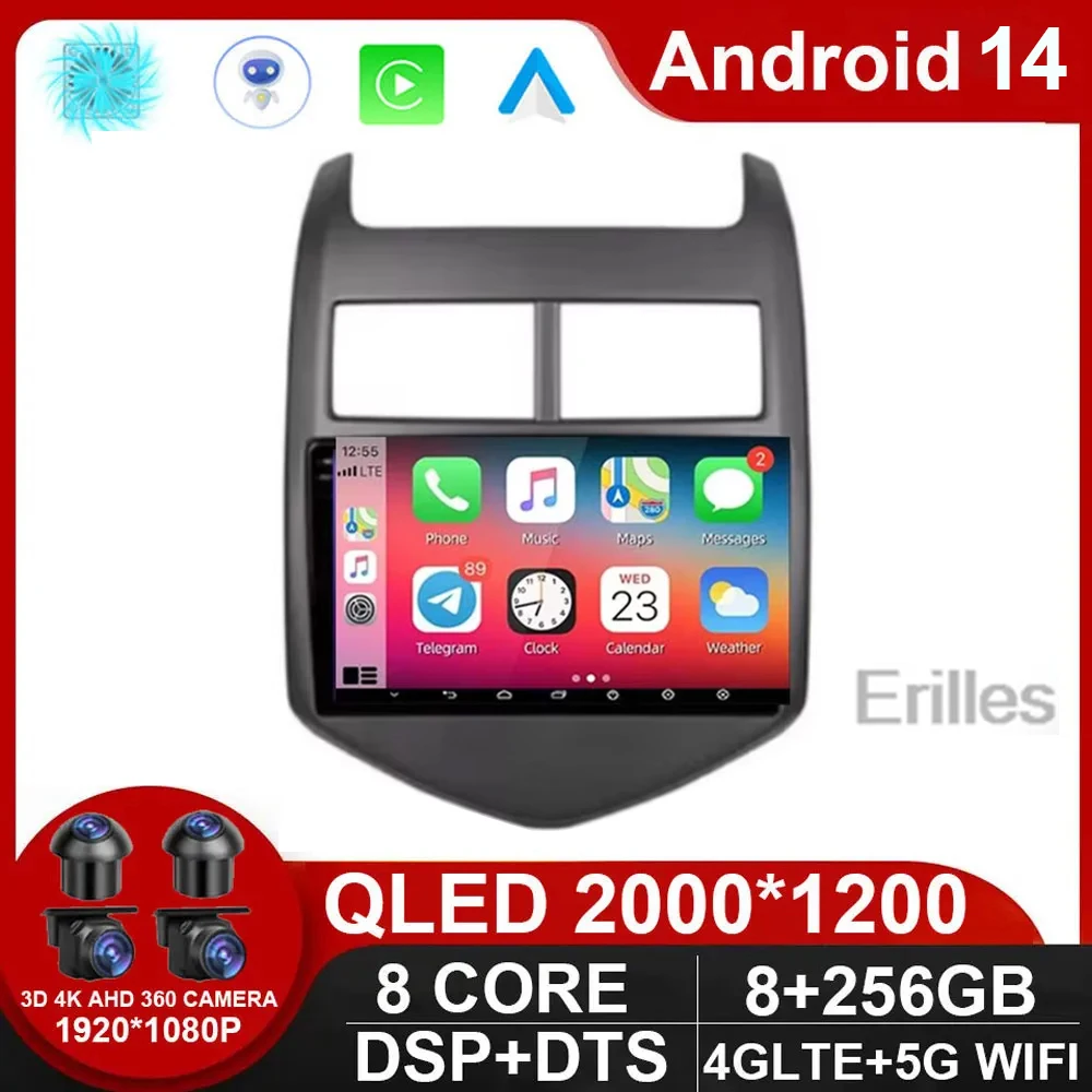 5G 2din Android 14 Car Radio Multimedia Player For Chevrolet Aveo 2 Sonic T300 Autoradio CarPlay Navigation GPS