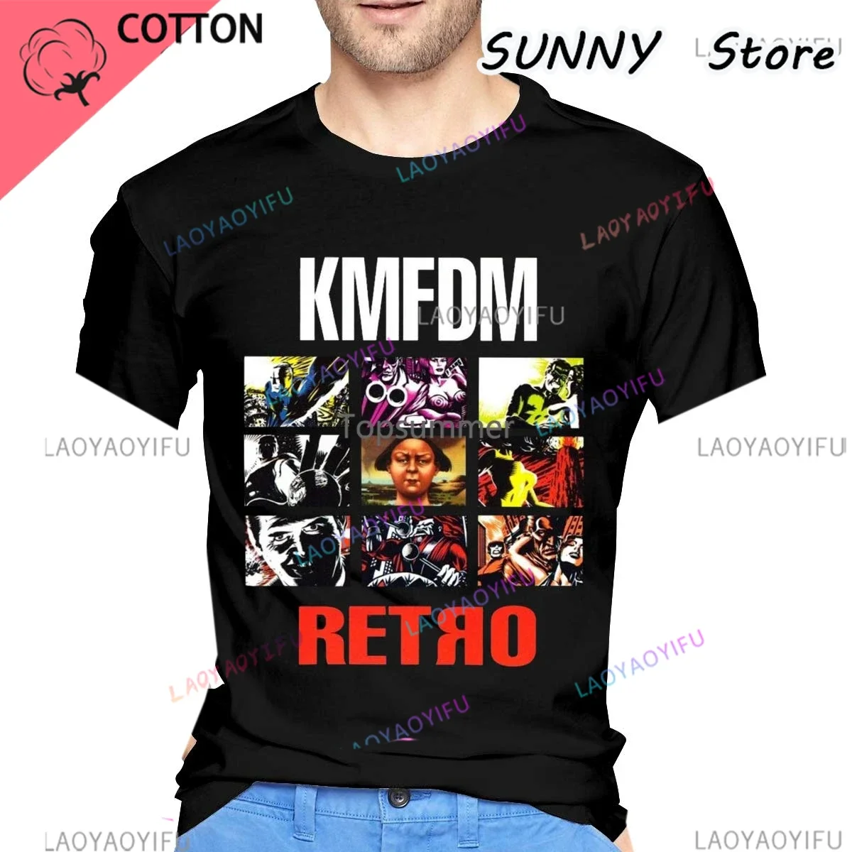 Horiuchinana Mans Kmfdm Retro Fashion Music Band Long Sleeves Tee Shirt Gift Printed Men T-Shirt Short Sleeve Funny T Shirts