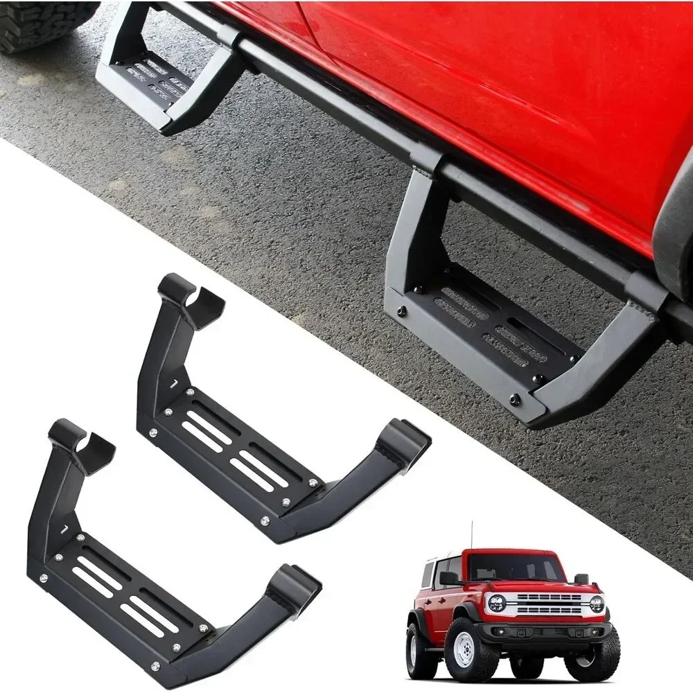 Car with Rock Nerf Bars Running Boards Side Step Non-Slip for Ford Bronco Rail Wide Thick Run Boards Exterior Parts