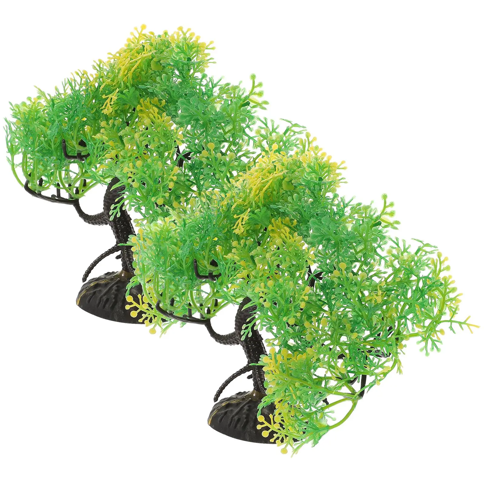 

2 Pcs Artificial Pine Tree Plastic Fish Tank Plants Decoration Freshwater Saltwater Aquarium Safe Soft Durable Long