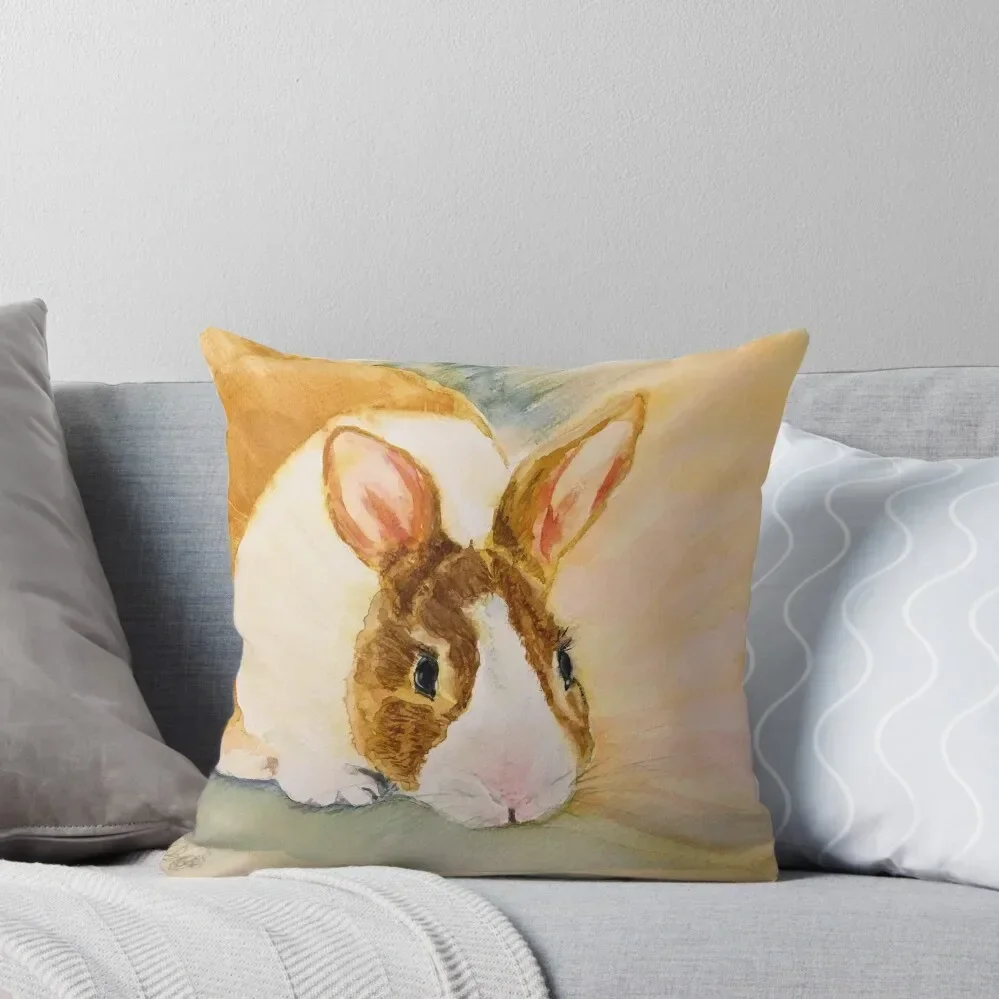 

Dutch Rabbit Watercolour - Dijon asking for cuddles Throw Pillow Rectangular Cushion Cover luxury throw pillow covers pillow