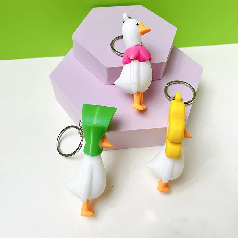 Cute Flower Duck Animal Keychain Key Ring For Women Men Friend Gift Creative Funny Cartoon Goose Doll Bag Car Key Pendant