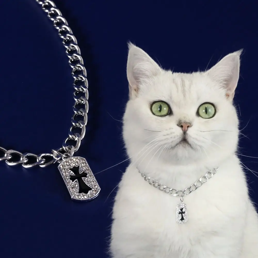 Cute Fancy Zircon Cross Pendant Adjustable Cosplay Design Puppy Collar Medium Pet Pet Accessories