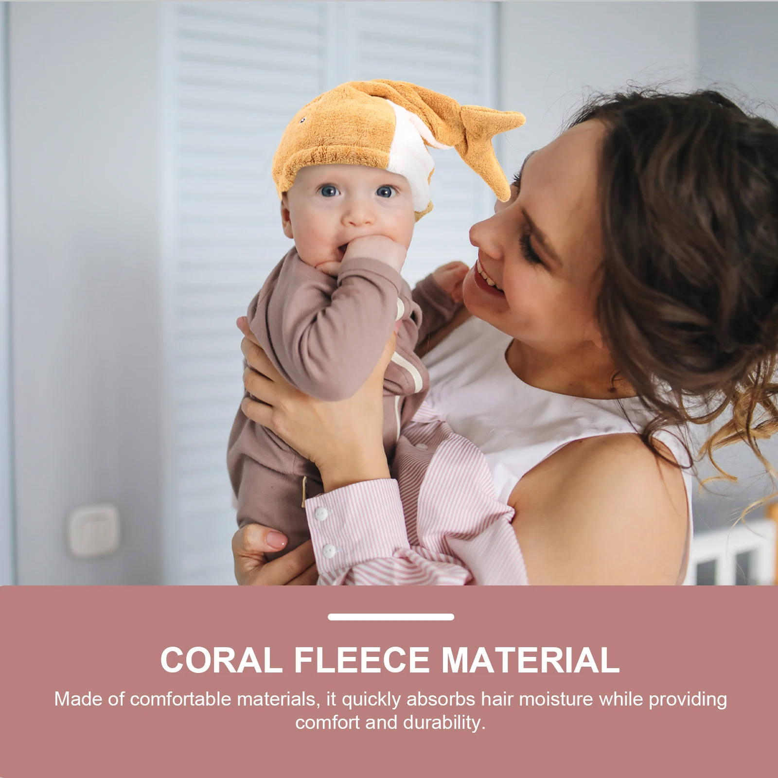 

Coral Fleece Bath Cap for Kids Fast Water Absorption Hair Drying Hat Design Cartoon Shower Wrap Towel for Children