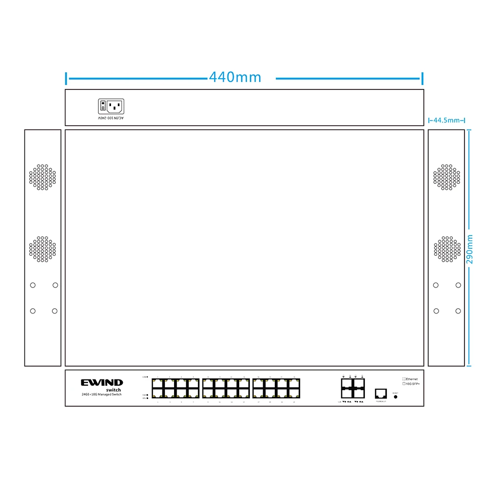 Przełącznik sieciowy Ethernet, sieć Ethernet, sieć Ethernet, 1000M/10G, 800W, port 16/24/28/36/48, zasilacz Ethernet