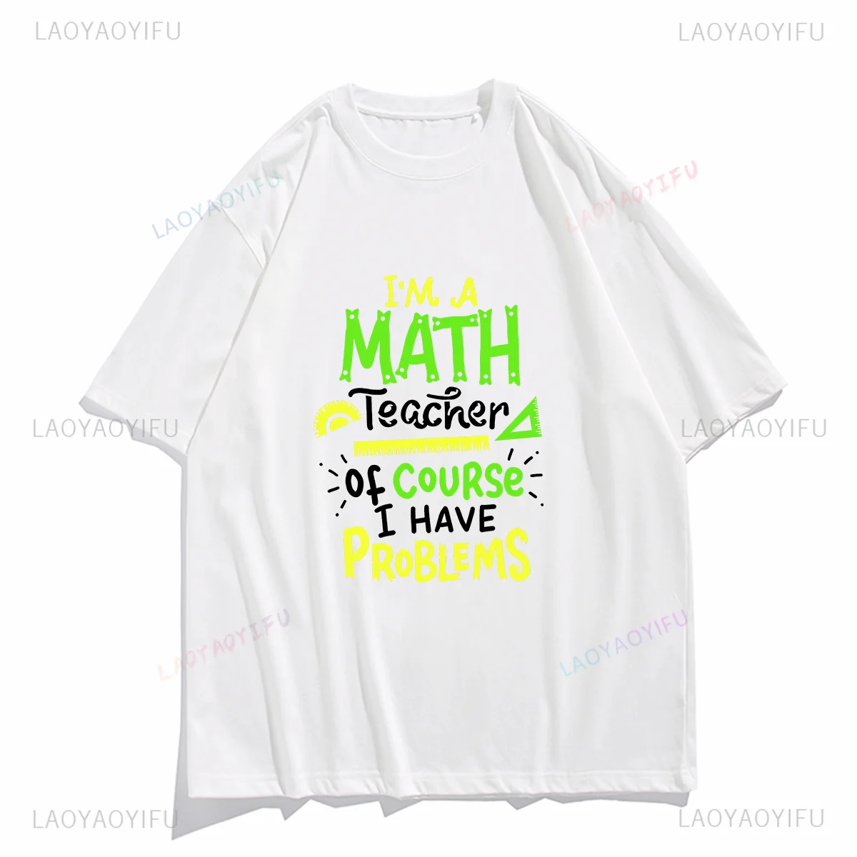 Funny T-Shirt Men Math Teacher School Class Problem Print Tops Letters Simple Style Men T Shirts Classic Cotton Tee Ropa Hombre image 2