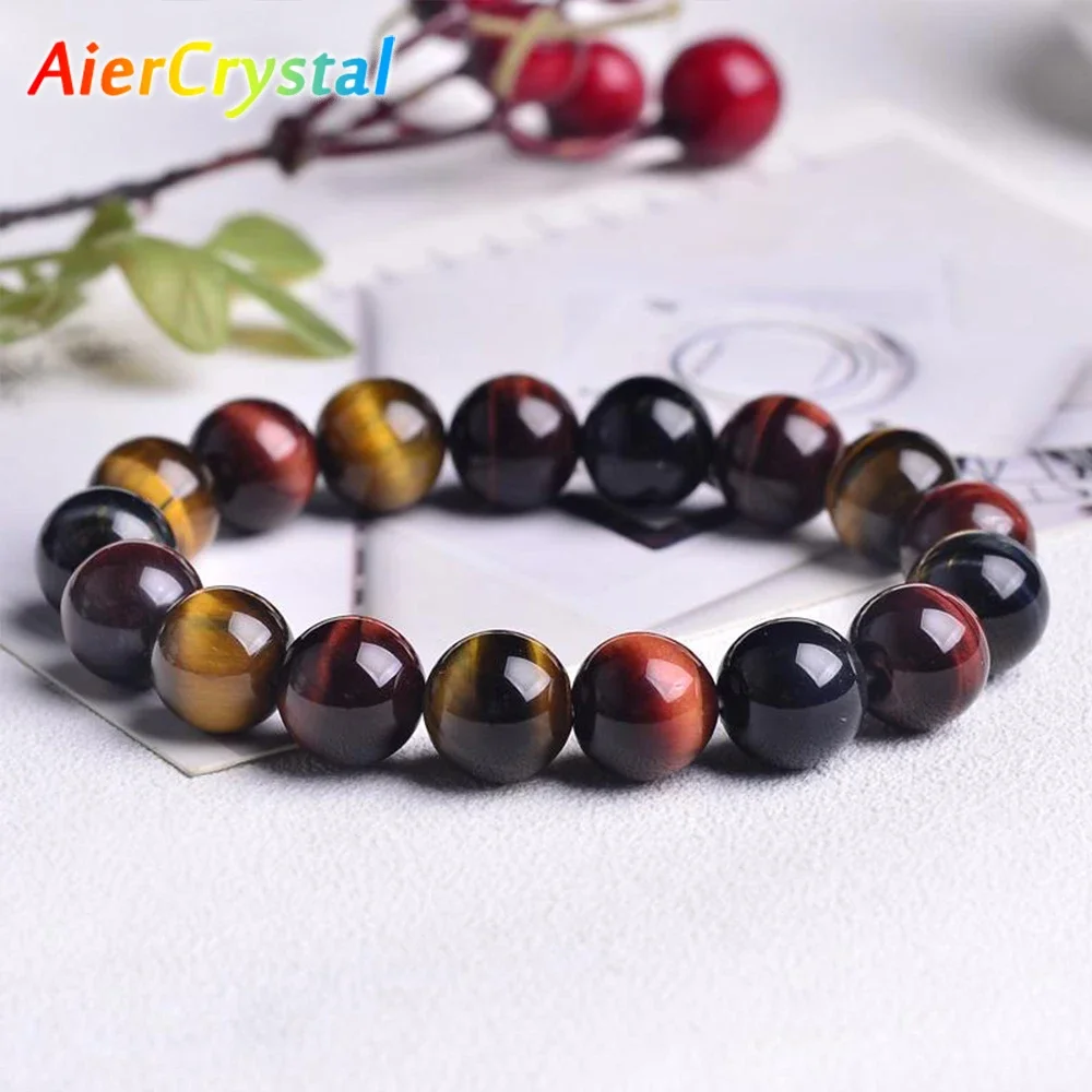 Stone Bracelet Polished Natural Healing 1pc Tiger Energy Yoga Women Elastic Rope Jewelry Handmade Accessories Valentine Gifts