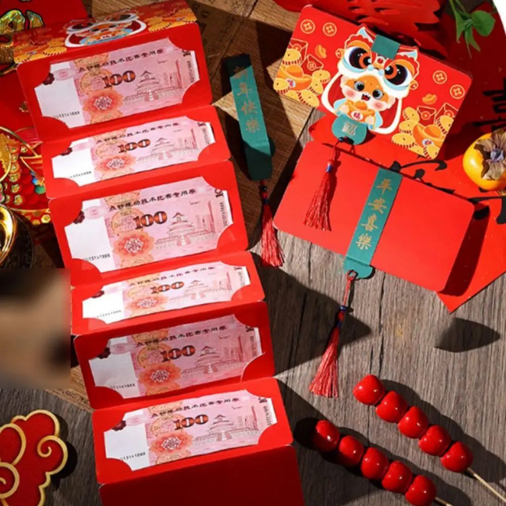 2/5/6/10 Slots Cartoon Folding Red Envelope DIY Packing Cute 2025 New Year Packet National Trend Snake Year Red Packet Wedding