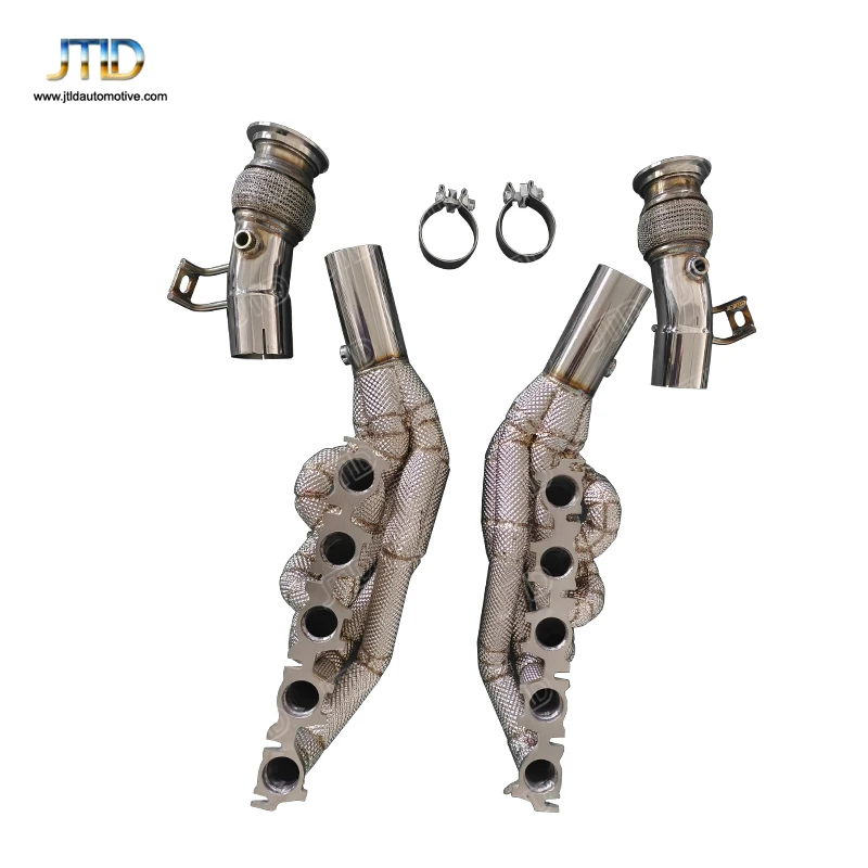 

Exhaust Header Manifold For Audi R8 V10 5.2L 2010-2020 304 Stainless Steel With Heat Shield Performance Catless Exhaust System