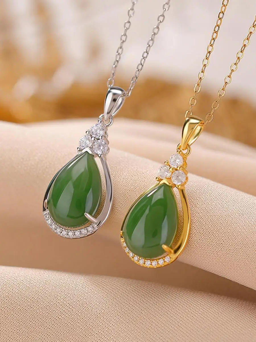 gold-plated-turquoise-drop-embedded-full-body-natural-hetian-jade-s925-pure-silver-pendant-fashionable-jewelry