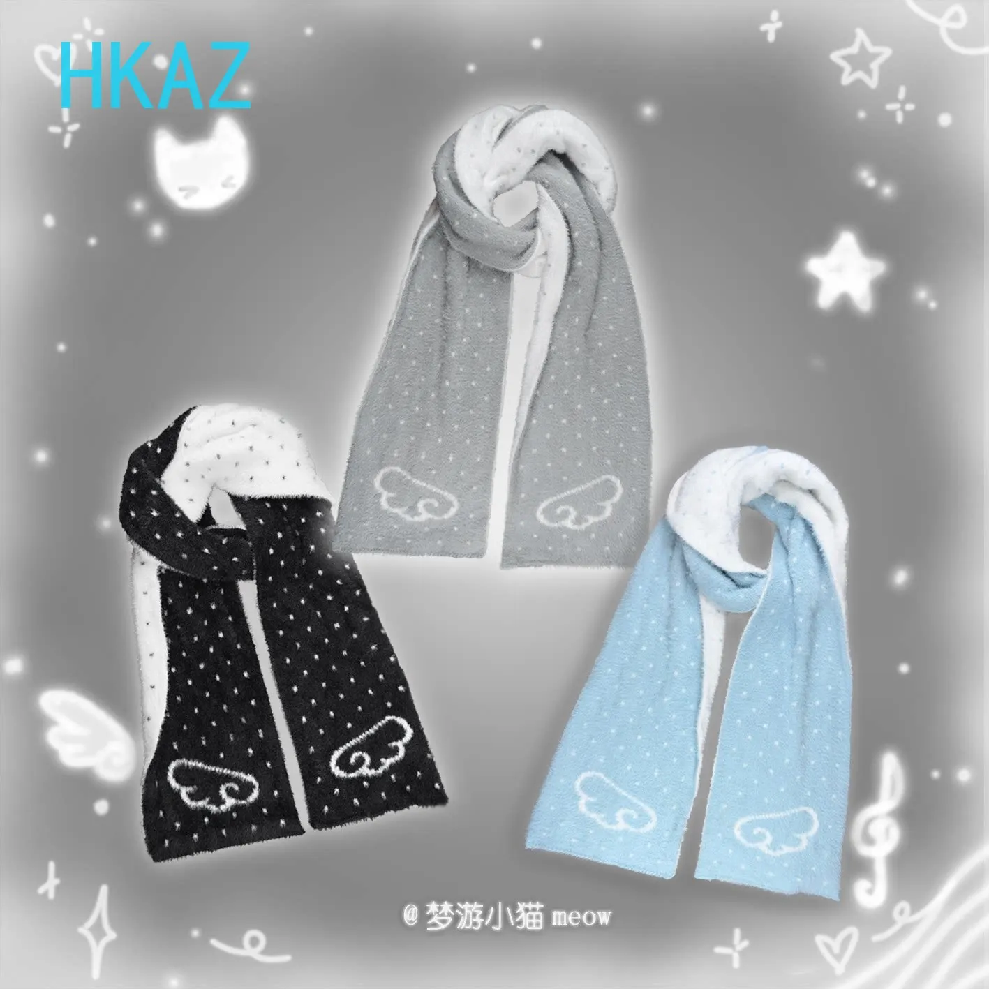 Double-sided Knitted Jacquard Scarf Winter New Imitation Mink Hair Versatile Warm Neck Protection Japanese Sweet Cute Girl Scarf