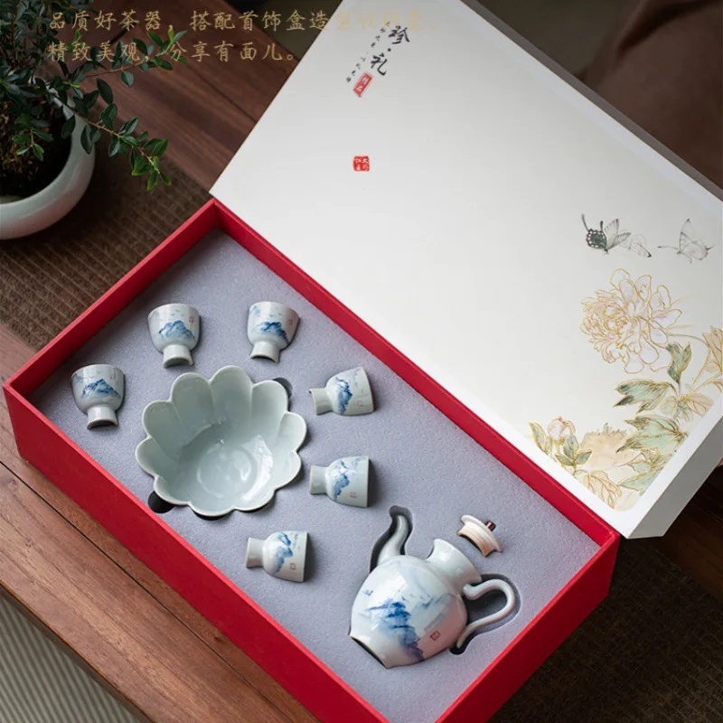 Ceramic Wine Set High-end Small Wine Cup Household Wine Cup Wine Divider White Wine Cup Wine Pot Gift Box Souvenir Wholesale