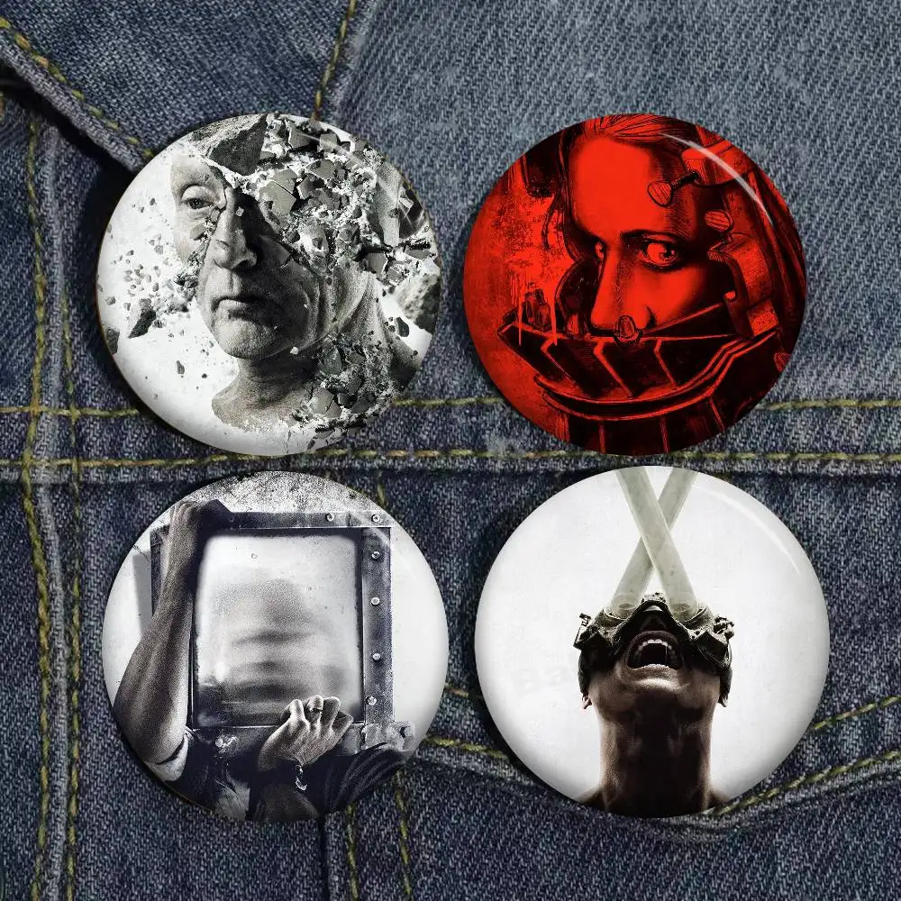 Thriller Movie S-Saw Tinplate Pin Button Custom Anime Role Old-school Brooch Cartoon Collar Badge Jewelry Gift Fans
