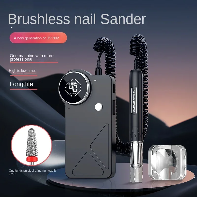 BLM 2024 New Professional Cordless Brushless Nail Sander All-Metal Body Large Screen Display Electric Nail Grinder