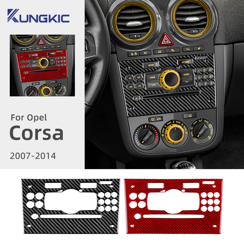 LHD Car Central Control CD Button Panel For Opel Corsa 2007 2008 2009 2010 2011 2012 2013 2014 Real Soft Carbon Fiber Sticker