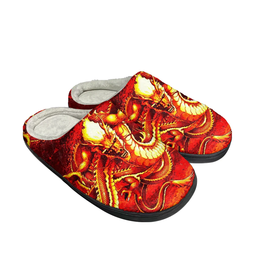 Hot Chinese Dragon Fashion Cotton Custom Slippers Mens Womens Sandals Plush Casual Keep Warm Shoes Thermal Comfortable Slipper