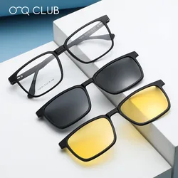 Flip-up Magnetic Clip-on Prescription Glasses Men Women TR90 Polarised Myopia Sunglasses Night Vision Reading Glasses TJ2191
