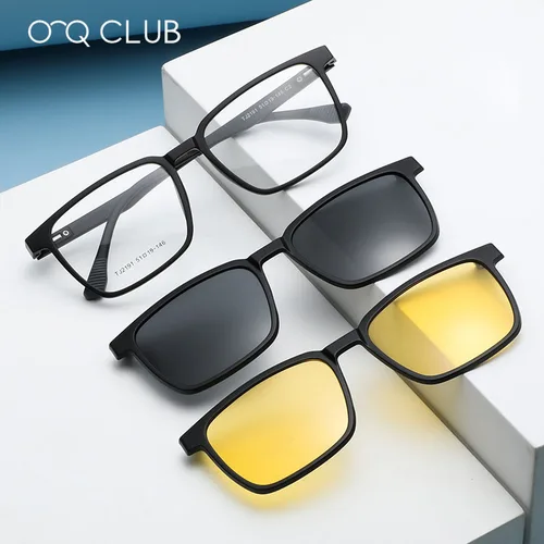 Gafas graduadas magnéticas abatibles con Clip para hombre y mujer, lentes de lectura polarizadas para miopía, visión nocturna, TR90, TJ2191