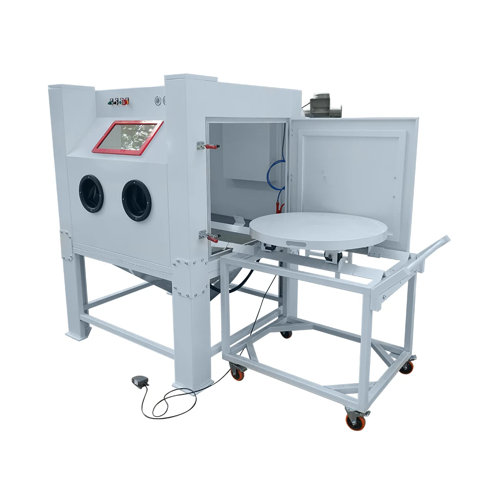 KF-1212FTA turntable sandblasting machine, alloy wheel hub suction sandblasting cabinet