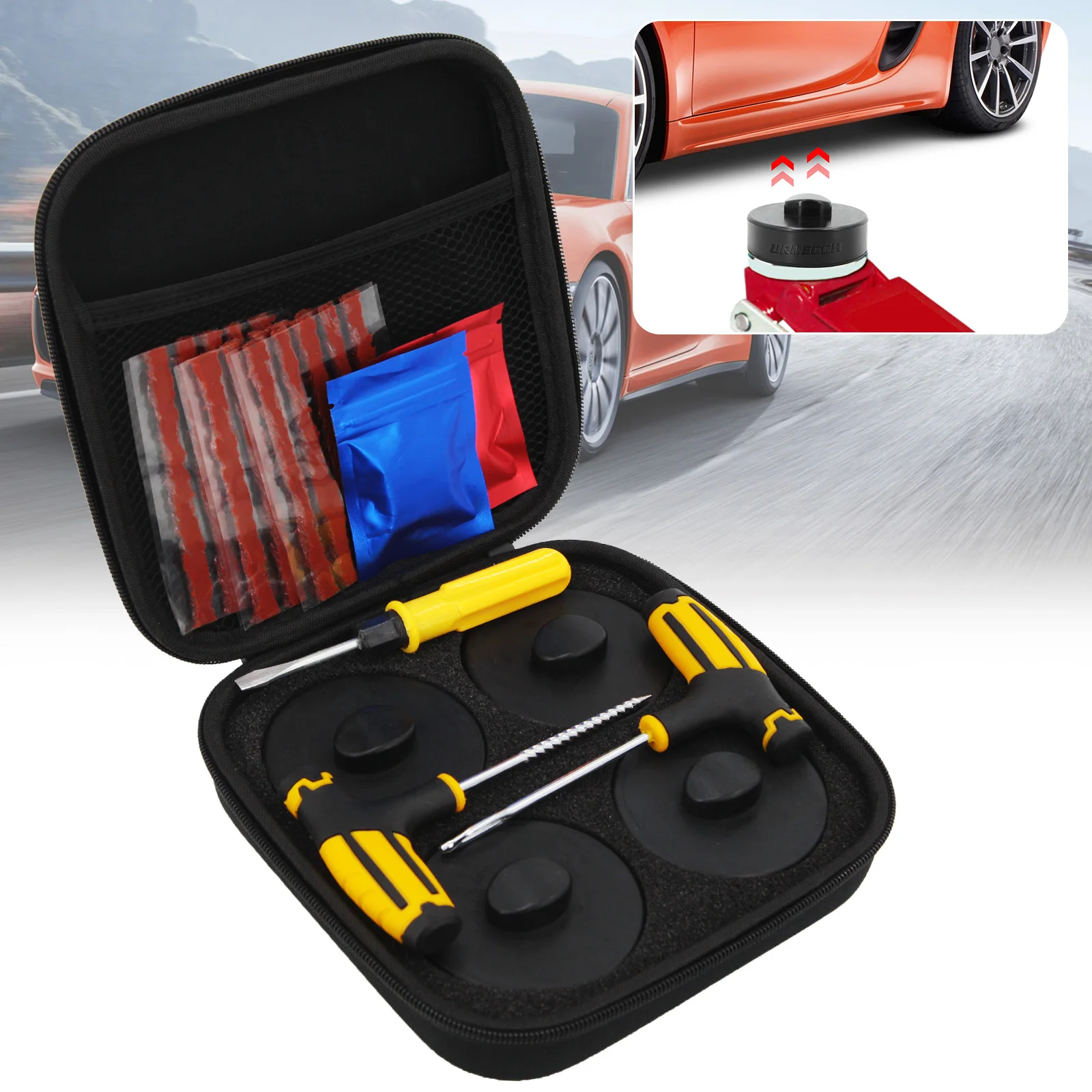 Car Rubber Jack Pad Storage Bag Organizer EVA Case Box for Tesla Model Y 3 S X Porsche 911 Jack Pucks and Tire Repair Tools Kit