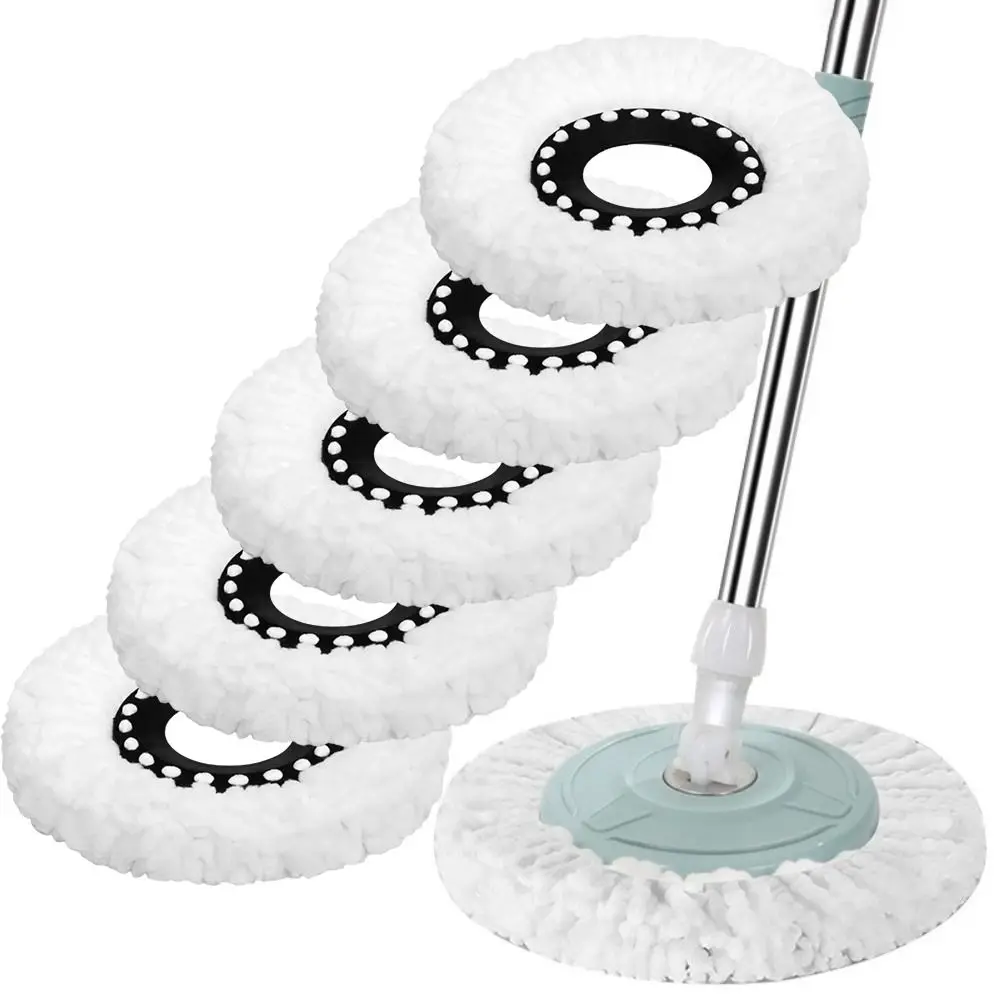 1 unidade de Cabeça de Reposição para Mop Giratório de Microfibra, Tamanho Padrão, Formato Redondo, Removível, para Limpeza Fácil, Refil para Mop Giratório