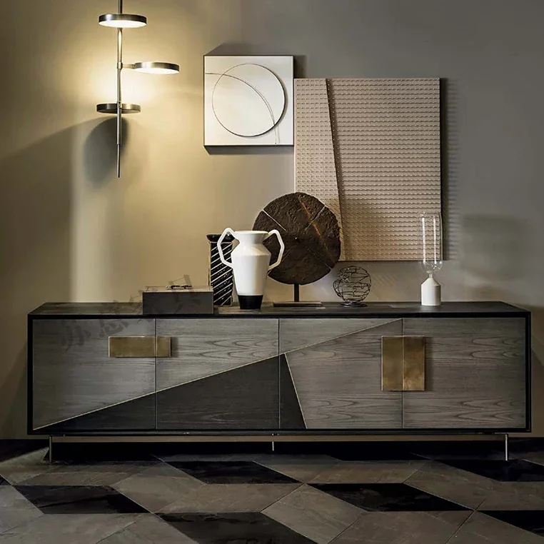 

TV Cabinet Light Luxury Post-Modern Living Room Solid Wood TV Cabinet Coffee Table Combination