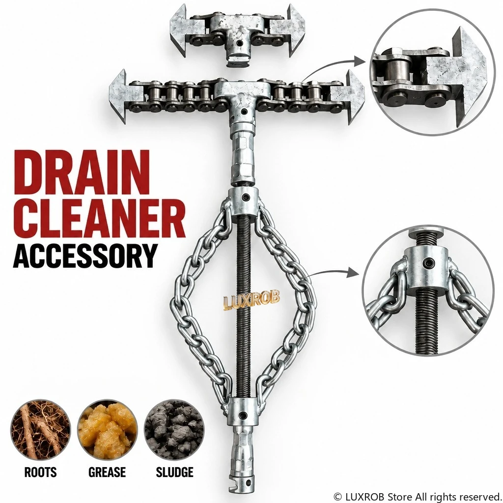 Heavy Duty Chain Drain Cleaner Head Manganese Steel Sewer Snake Auger Chain Cutter Pipe Root Sludge Clog Remover Plumbing Tool